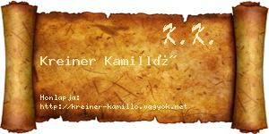 Kreiner Kamilló névjegykártya
